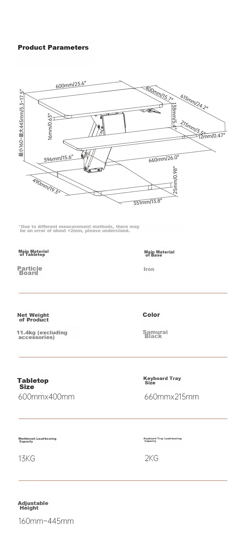 Brateck North Arc Height Adjustable Desk, Standing Office Work Standing Desk, Standing Computer Height Adjustable Stand D340 14
