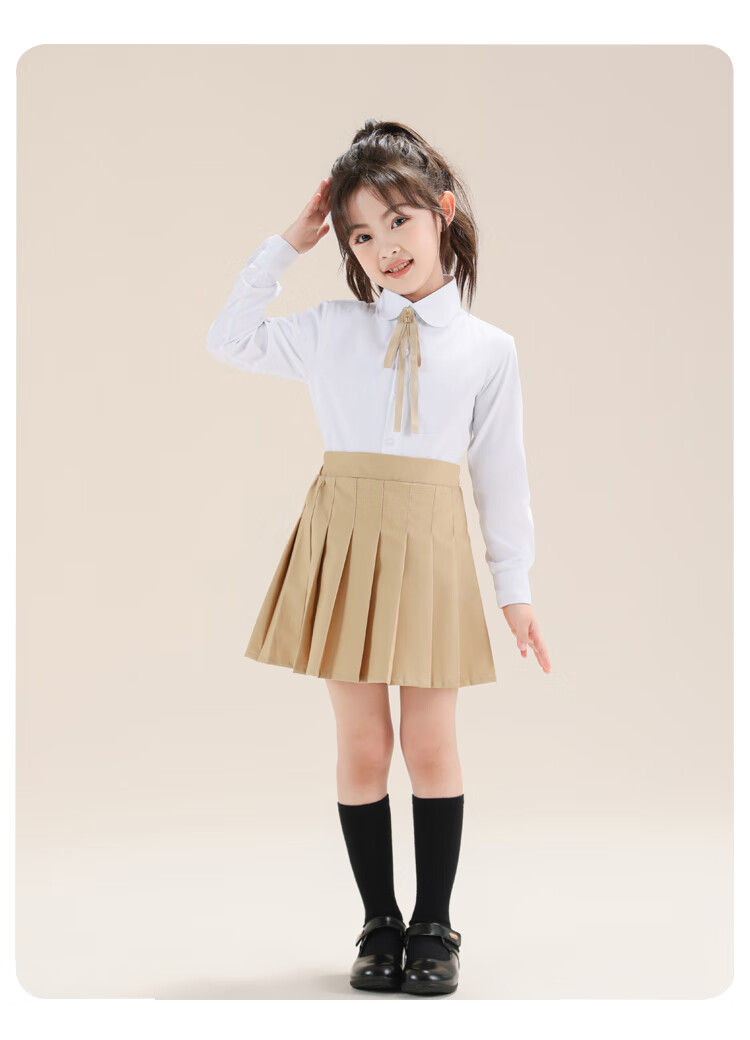 Yinuofang Children's White Long-Sleeve Shirt School Uniform Undershirt for Girls: White Long-Sleeve 170CM 14
