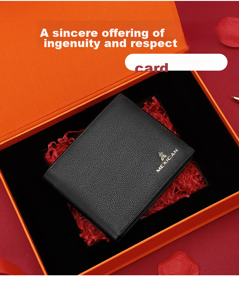 MEXICAN Men's Wallet, Genuine Top-Grain Leather Card Holder And Coin Purse, High-End Gift Box, Birthday Present for Boyfriend Or Husband 5