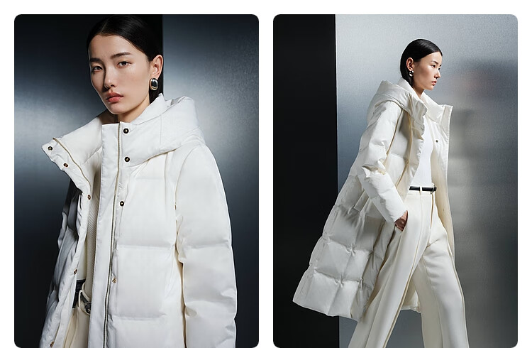 BOSIDENG Goose down Jacket for Women, Long Hooded Style, New National Standard 90% Down, Same As in Shopping Malls, Loose Casual Winter Coat 7