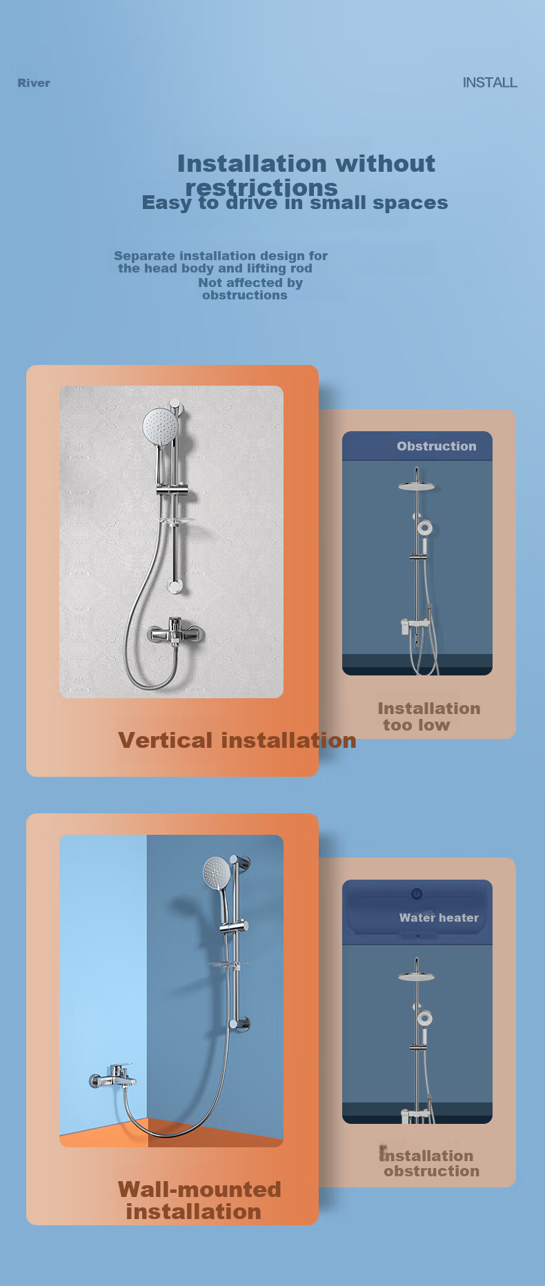 ARROW Brass Shower Head, High-Pressure Handheld Shower Sprayer, Simple Shower Head 3