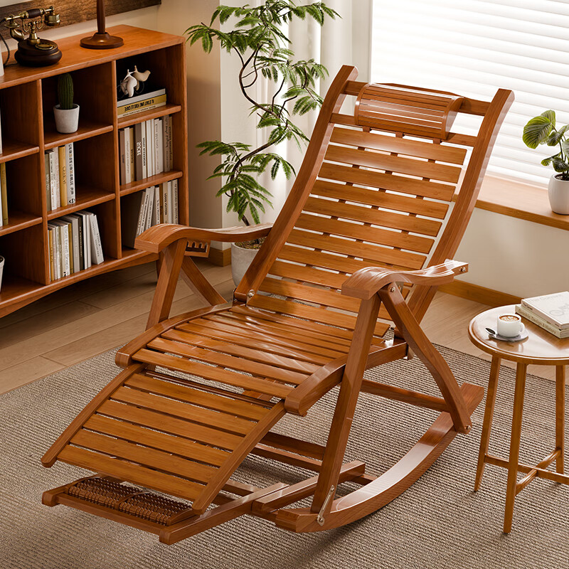 JIAYI Lounge Chair, Balcony Rocking Chair, Adult Nap Chair, Elderly-Specific Leisure Rattan Chair, Foldable Lazy Chair for Home Use, All-In Leisure Furniture