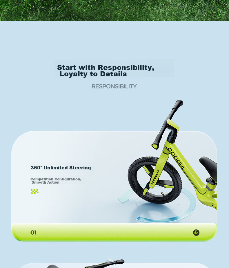 COOGHI Children's Balance Bike for Ages 3-8, Toddler Scooter, 14-Inch Lightweight Frame, Big Kids' Leisure Inflatable Wheel S4 Kuqi 24