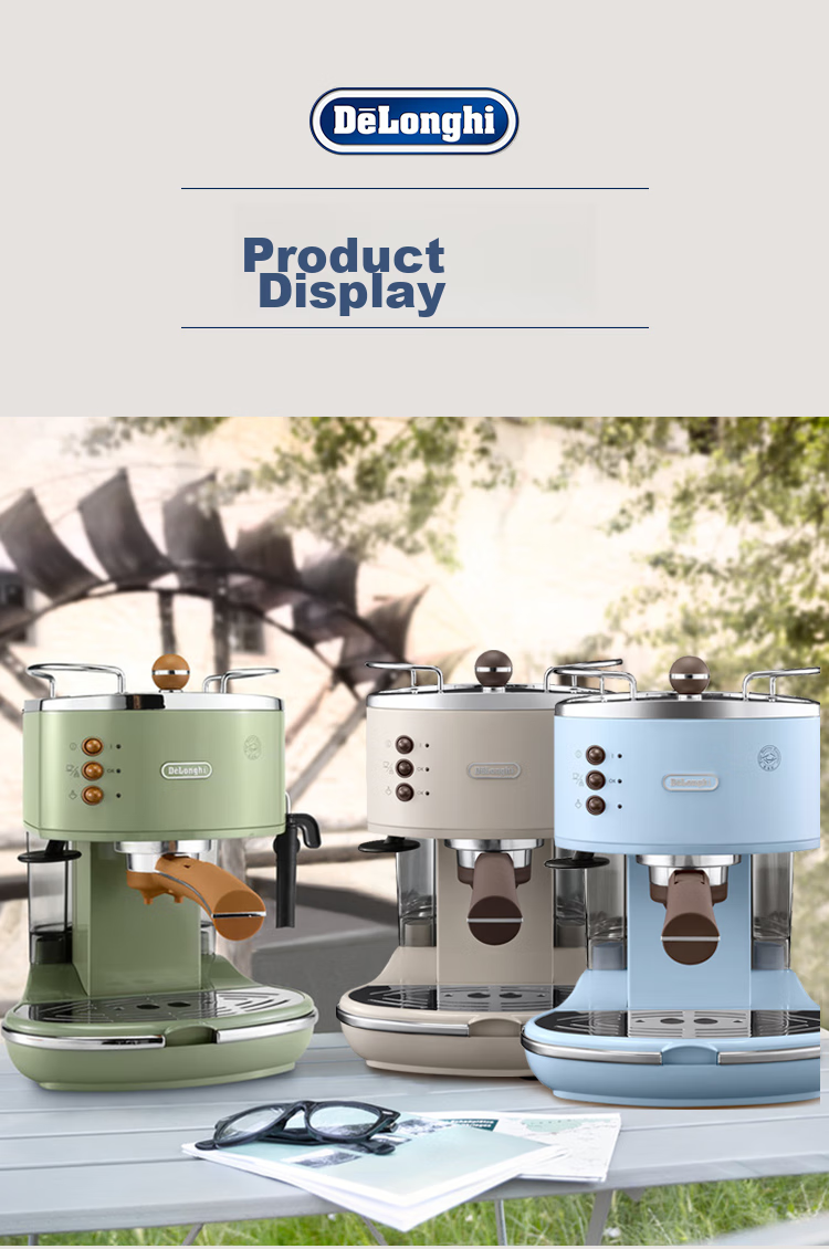 Delonghi Coffee Machine, Retro Semi-Automatic Coffee Maker, Compact Home-Use Stylish Americano And Italian Espresso 15Bar Pump Pressure, Manual Milk Frother ECO310.VGR Olive Green Gift 13