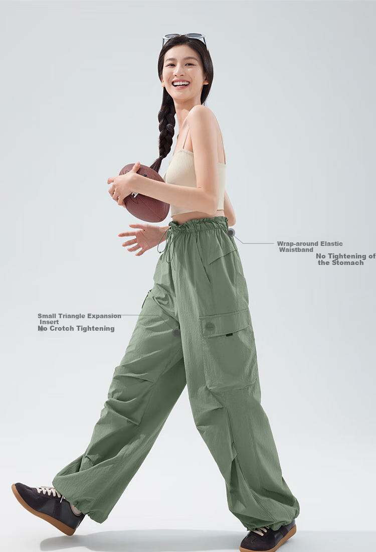 Beneunder Cargo Paratrooper Pants for Women, Quick-Dry Trousers, Loose-Fitting Hiking Casual Sports Wide-Leg Sun Protection Pants DS673 18