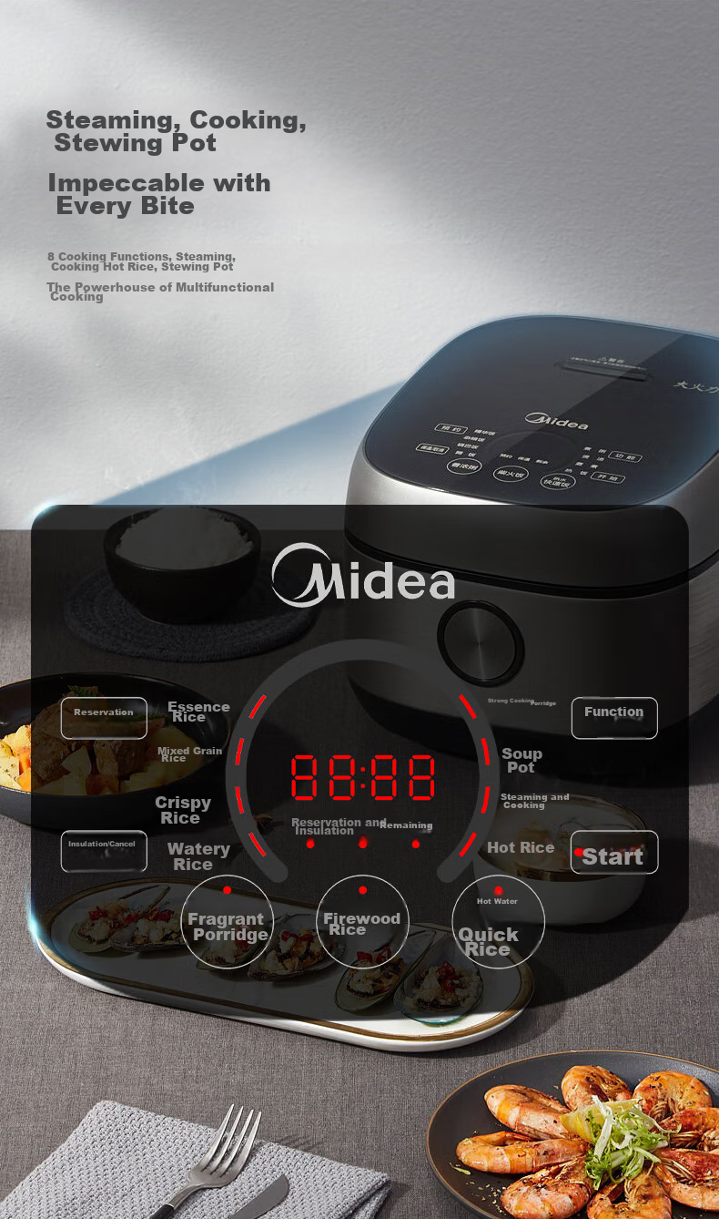 Midea Crystal Titanium 0-Coating Non-Stick IH Heating 4L Smart Rice Cooker for 4-5 People, Grade 1 Energy Efficiency MB-HC4050S 17
