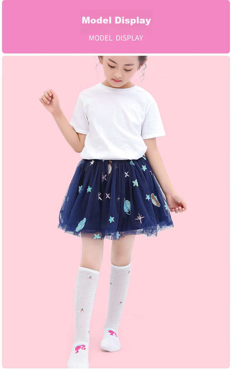 Barbie Children's Mid-Calf Socks, Girls' Over-Knee Thin Summer Cotton High Tube Socks, Student Baby Long Socks 9
