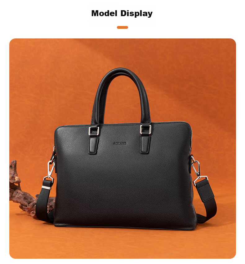 Aokang Men's Business Briefcase, Top-Grain Leather, Shoulder Crossbody Laptop Bag, Birthday Gift for Husband 3