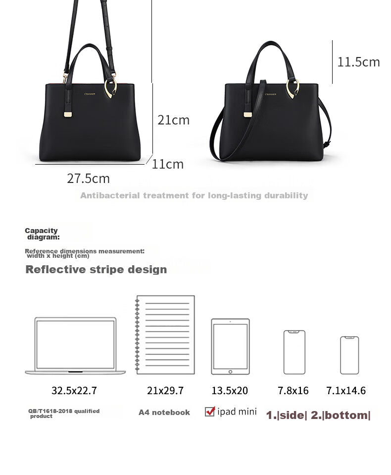 C.BANNER Leather Handbag, Women's Bag, Tote Bag, Large Capacity, Shoulder Crossbody, High-End Brand, Birthday Gift for Girlfriend on May 20 4