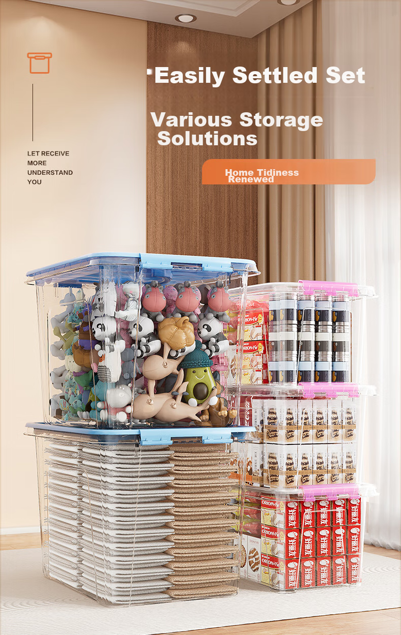 JEKO&JEKO Plastic Storage Box, Toy Organizer, Snack Container, Medicine Box, Storage Bin, 12L Capacity, Set of 3 1