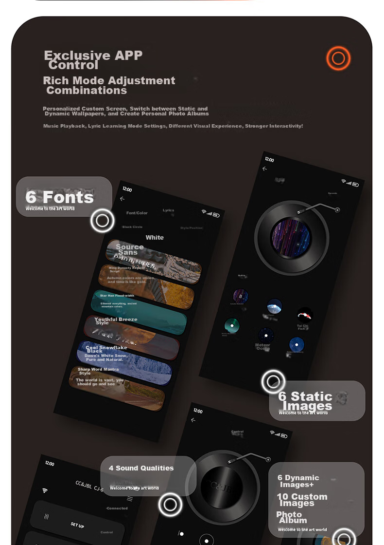 CC&JBL Time Album Floating Lyrics Speaker Electronic Photo Frame Floating Subtitles Bluetooth Speaker Home Desktop Calendar Frame Smart Home Birthday Gift for Men and Women 8