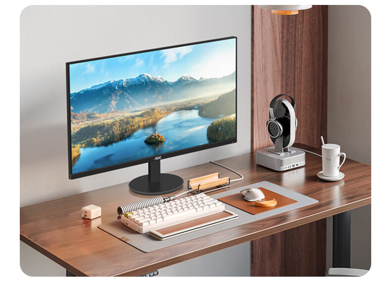 AOC Monitor, 2K Computer Display, 23.8-Inch, Office Eye Protection, Low Blue Light, Type-C, Height Adjustable And Rotatable, Desktop Expansion Screen for Laptops 13