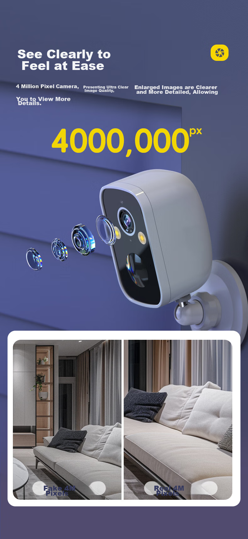 Boorgeel Wireless Camera, No-Plug Home AI Doorway Surveillance, Rechargeable Battery, Large Capacity, Long-Lasting Battery Life, WiFi, Remote Mobile Phone Calls, Night Vision, Outdoor Waterproof 6