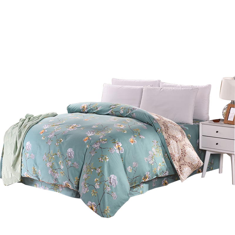 AVIVI Class A Duvet Cover, Single Piece, Pure Cotton, Warm Brushed Fabric, Double Bed Duvet Cover, 220*240cm, Qingxin Garden Patter