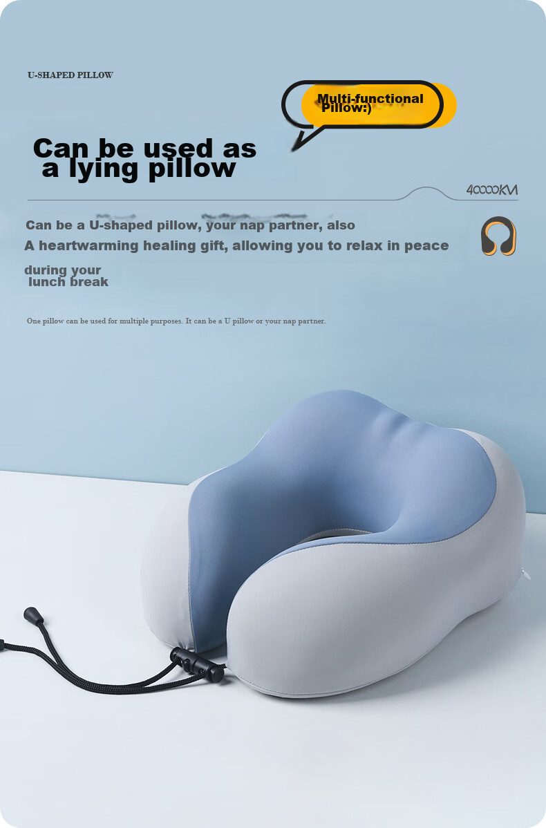 40,000 Kilometers Memory Foam U-Shaped Neck Pillow Portable Foldable Travel Neck Pillow for High-Speed Train, Airplane, Office, and Nap 6