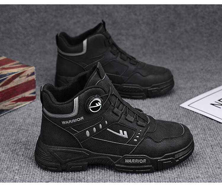 Huili (Warrior) Men's Boots, Casual Martin Boots, Outdoor Shoes for Men, Work-Style Men's Shoes F838M, Gray, Size 42 12