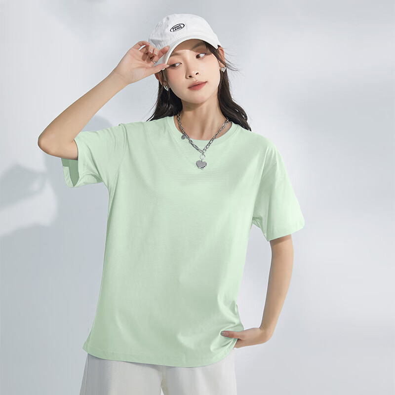 Baleno 100% Pure Cotton Loose Short-Sleeve T-Shirt for Women, 2026 Summer Casual Fashion Versatile College Style Outfit Top 2