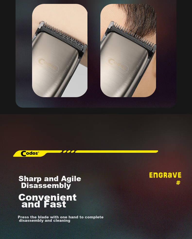 Codos Hair Clipper, Small Trimmer for Oil Hair, Gradient Specialized Trimming, Engraving, Professional Shaver for Barbershops And Salons A10 5