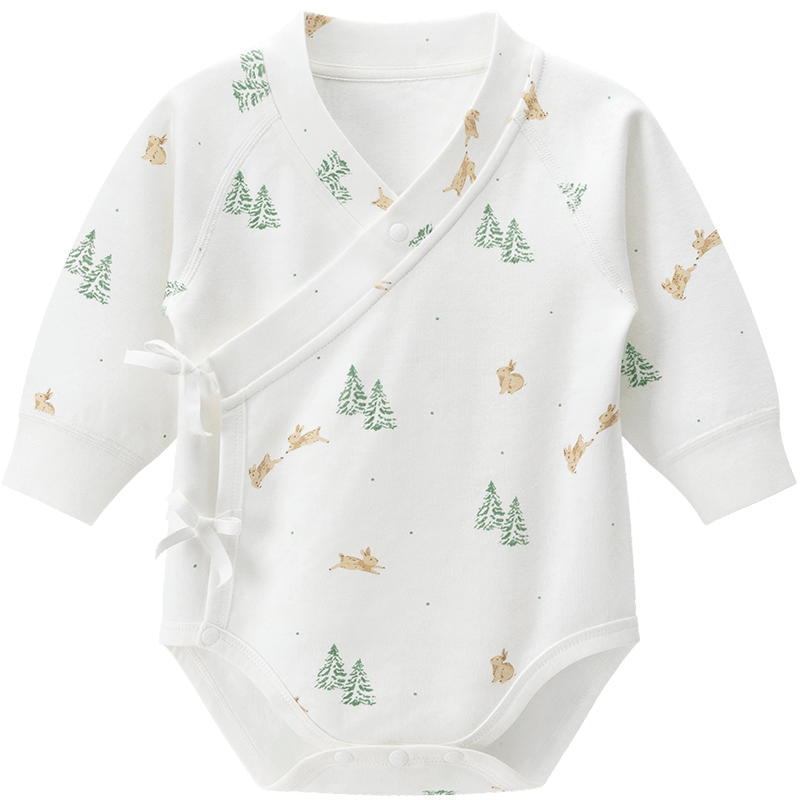 Guaiqixiong Newborn Long-Sleeve Bodysuit, Spring And Autumn Infant Pure Cotton Seamless Pajamas, Romper for Autumn, Clothing A