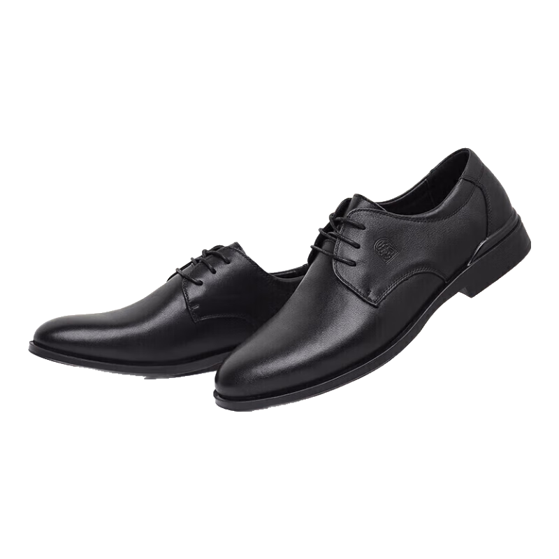 LAORENTOU Men's Leather Shoes, Business Formal Shoes, Lace-Up Cowhide British Style Shoes, Comfortable Simple Lightweight Men's Shoes, 83071 Black 43