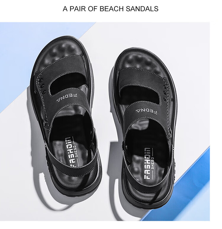 CARTELO Leather Sandals for Men, Summer 2026 Breathable Beach Shoes, Dual-Use Men's Outdoor Slippers, Perforated Sandals 22