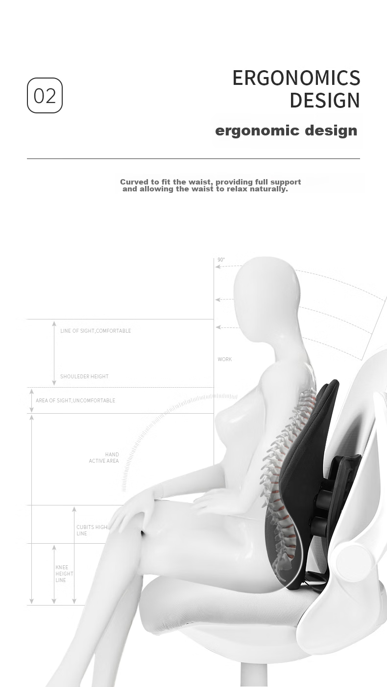 JAGO Ergonomic Lumbar Support Cushion for Office Chair, Back Support Pad for Long Sitting, Adjustable Four-Way Lumbar Pillow for Work 4