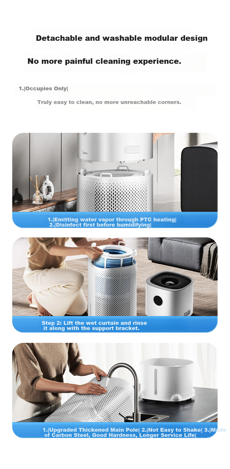 Midea [UV Sterilization] Mist-Free Air Purifier And Humidifier, Large Capacity Floor-Standing Home Bedroom Quiet Model for Pregnant Women And Infants, Rhinitis Relief, Gift for Women SZK-U12 HarmonyOS Smart Connectio 14