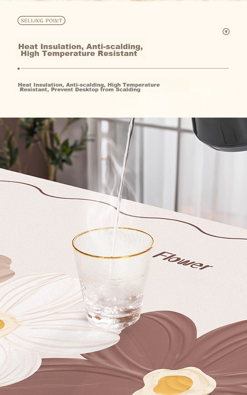 JANMEIJIA Waterproof And Oil-Proof Tablecloth, Washable, Scald-Resistant, Rectangular Dining Table Cover, Coffee Table Mat, PVC Table Pad, High-End Luxury Feel 7
