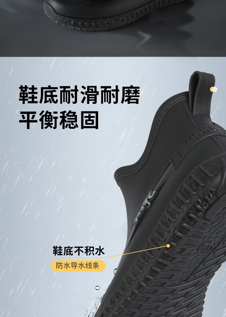 FOOTOPPO Rain Boots for Men, Water Shoes, Men's Short Rain Boots, Adult Waterproof Shoes, Rubber Shoes, Construction Site Non-Slip Boots, Low-Top Overshoes, Water Boots 2