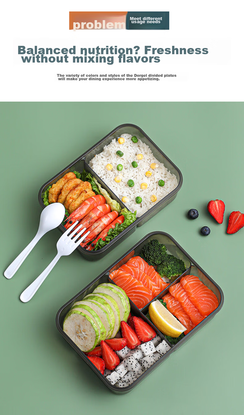 PINYU Ultra-Light Glass Lunch Box Microwave-Safe Food Grade Sealed Container with Lid for Office Workers 5