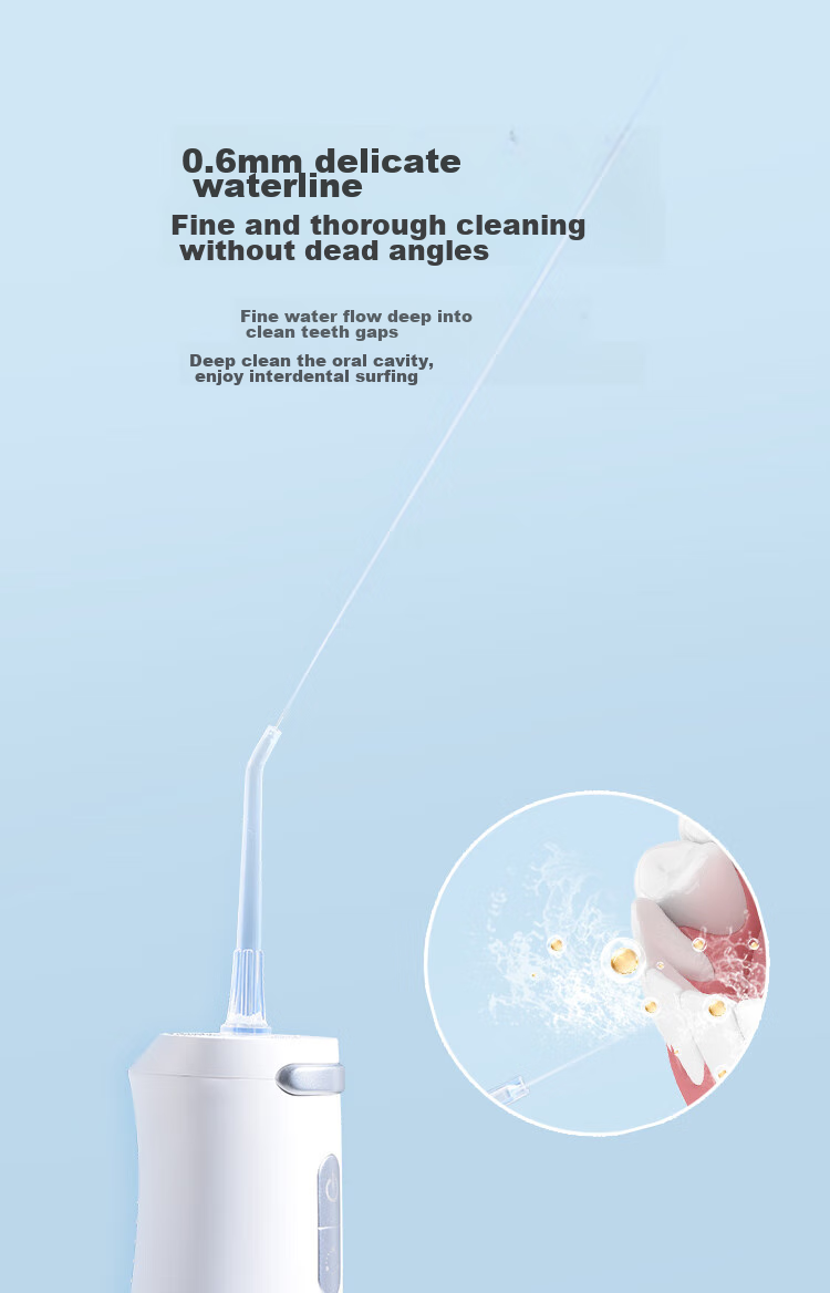 JD Original [Mid-Autumn Festival Gift] Portable Water Flosser with 6 Nozzles, 300ml Large Water Tank, Ultrasonic Dental Irrigator, Oral Irrigation Device for Orthodontics And Gum Care, Adult Use 11