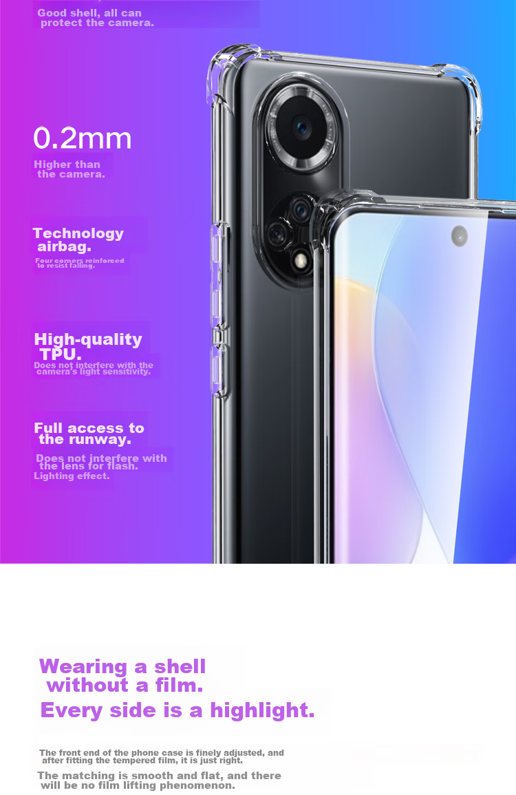 ESCASE Huawei Nova 9 Phone Case, Hi Nova 9 Protective Cover, TPU Full Coverage Transparent Soft Case, Airbag Shockproof Case for Men And Women (With Lanyard Hole), Upgraded Transparent White Versio 4