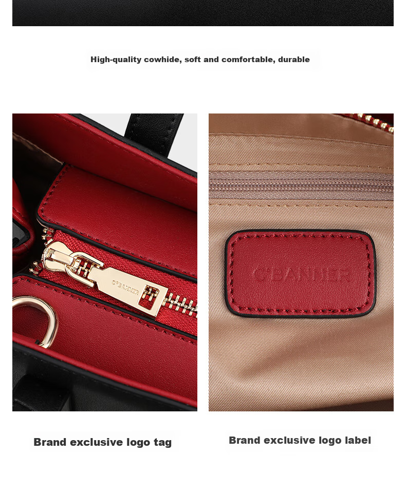 C.BANNER Leather Handbag, Women's Bag, Tote Bag, Large Capacity, Shoulder Crossbody, High-End Brand, Birthday Gift for Girlfriend on May 20 8