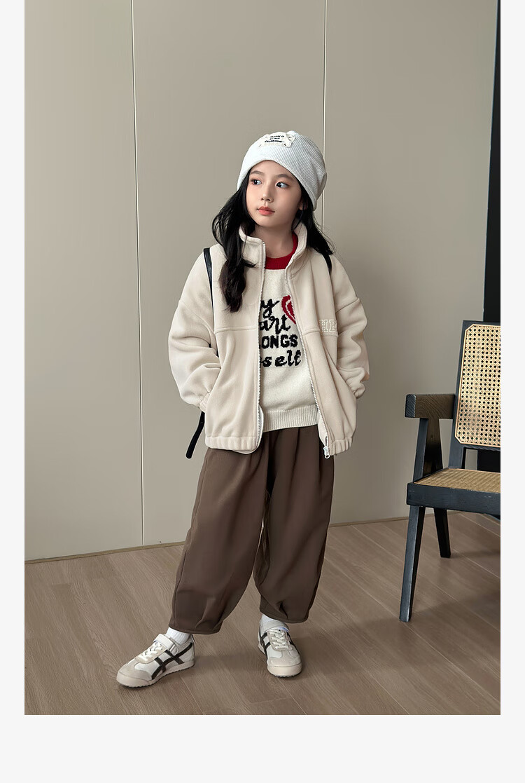 LUSON Chen Da Zhu Girls' Jacket, Autumn And Winter New Style, Double-Sided Fleece, Children's Sports Outerwear, New Year's Outfit 26