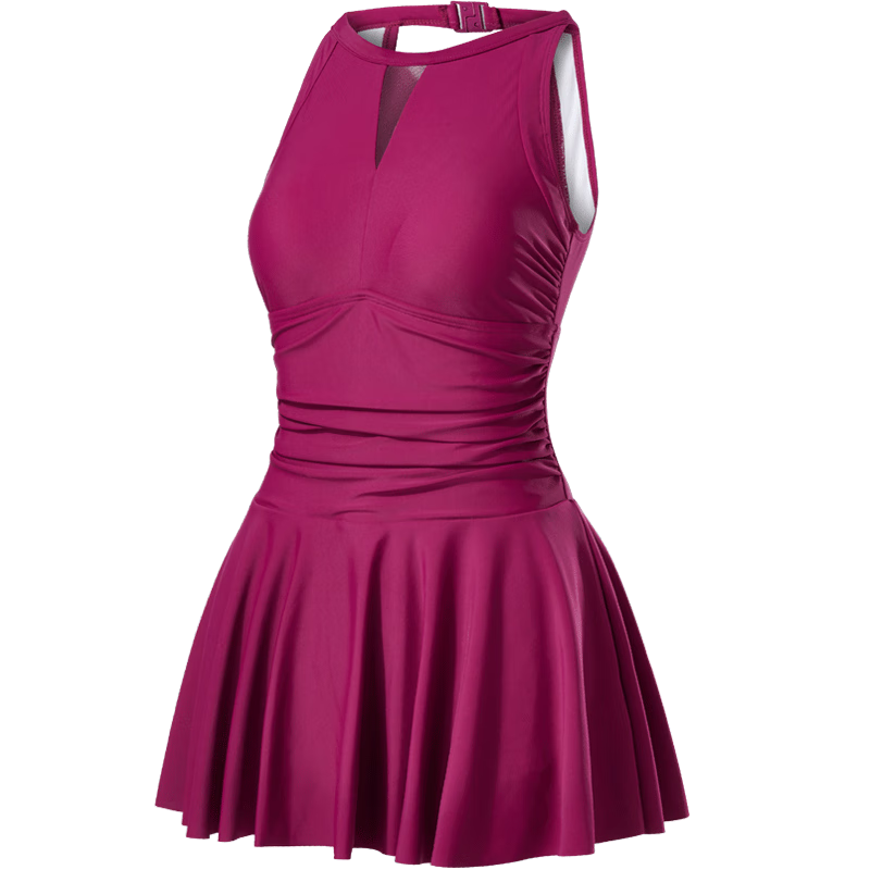Hosa One-Piece Swimsuit for Women, Conservative And Sexy, Suitable for Hot Springs And Swimming, Casual And Simple Swimwear, Jujube Red, M