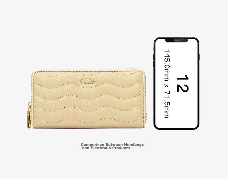 Goldlion Women's Long Wallet, Top-Grain Leather Simple Large-Capacity Clutch Purse Gift Box, Birthday Present 8
