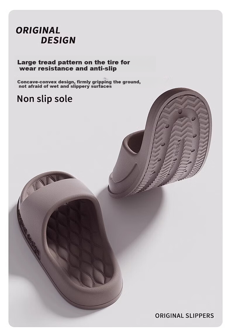 GUOLUOFEI Slip-On EVA Slippers for Men And Women, Summer Bathroom Shower Large Size Non-Slip Men's Sandals, Beige, Size 36-37 4