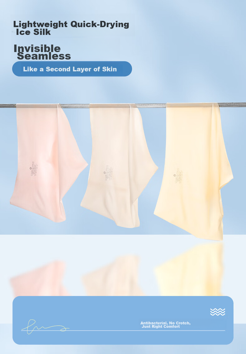 MiiOW Disposable Ice Silk Underwear for Women, No-Wash Sterilized, for Travel, Vacation, Business Trips, Summer Outings, Seamless Breathable, Individually Packed 5
