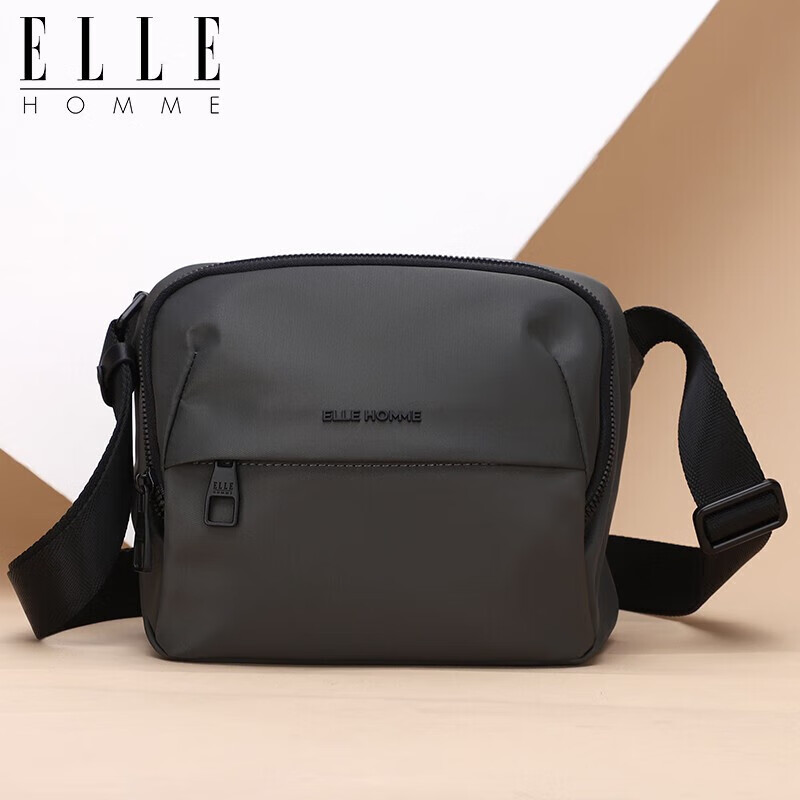 ELLE HOMME Men's Shoulder Bag, Trendy Lightweight Canvas Crossbody Bag, Water-Resistant Casual Phone Bag for Men, Travel Bag in Gray