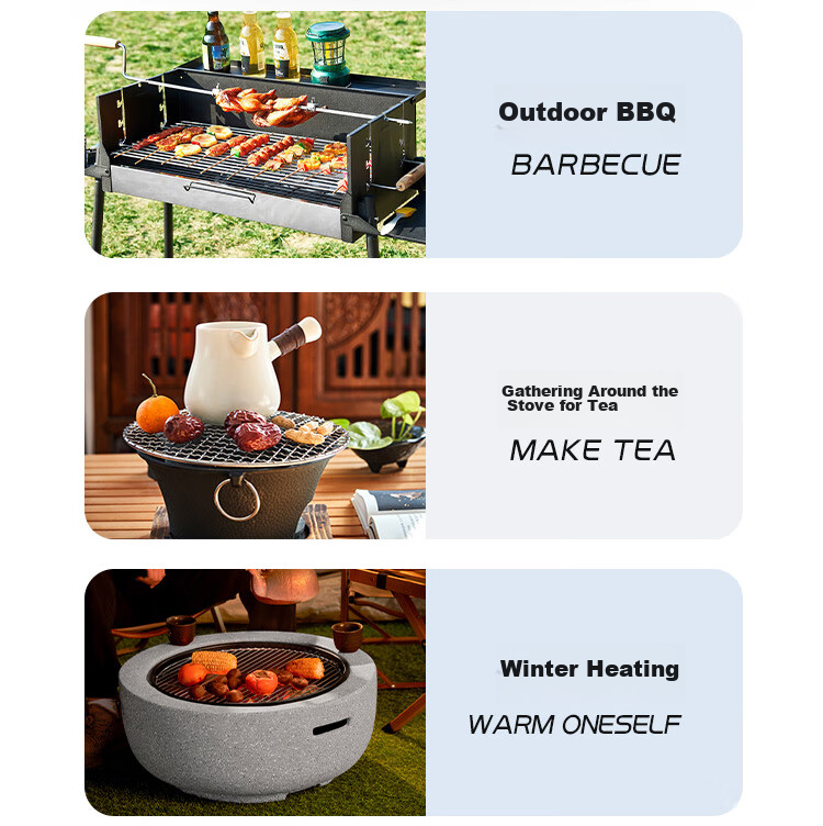 WhitePeak Electric Ceramic Stove and Charcoal Dual-Use BBQ Grill Set with 304 Grilling Mesh for Indoor and Outdoor Cooking 11