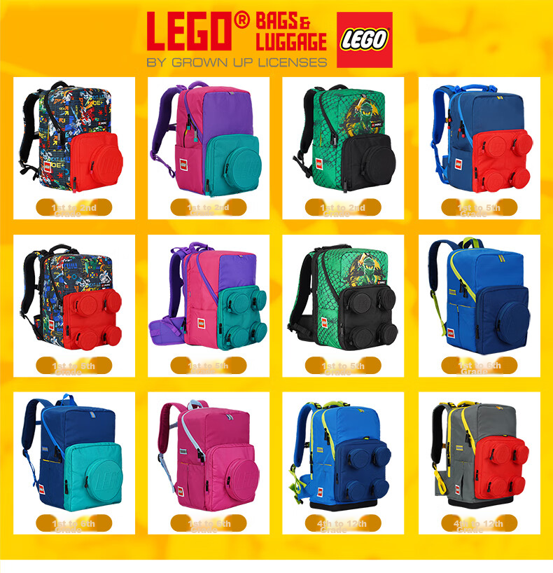 LEGO Backpack for Elementary School Students Grades 1-5, Adjustable Shoulder Bag with Double Compartments, Foldable, Pink Unicorn Design, Model 20209 2