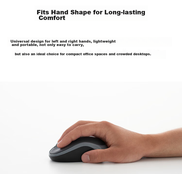 Logitech M185 [Enterprise Grade] Wireless Office Mouse with Symmetrical Design, for Home, Laptop And Desktop Computers, with 2.4G Wireless Receiver, Gray Edge [Single Unit Discount] 4