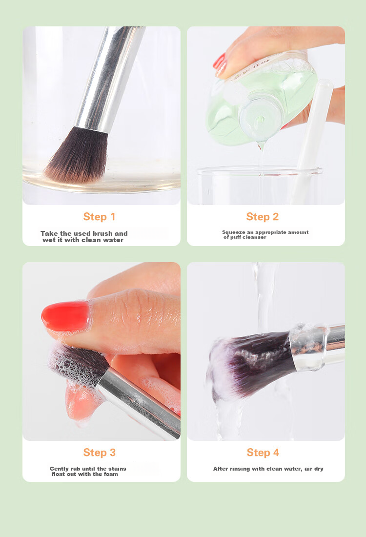 Yaozhi Powder Puff Cleaner, Glycerin Fruit Flavor, 150ml, Sponge Makeup Beauty Blender Cleaning Agent, Makeup Brush Tool Cleaning Solutio 8