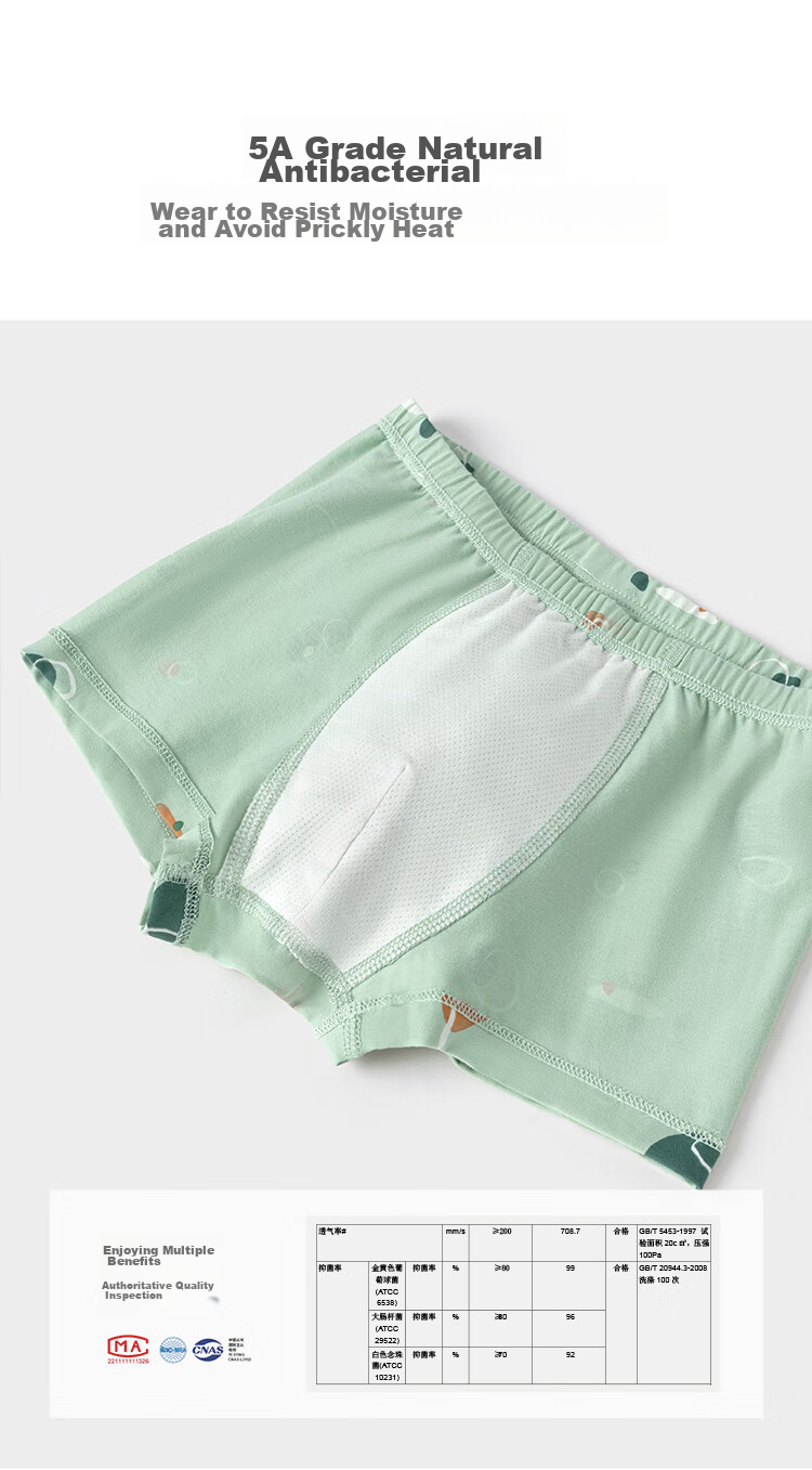 Junejunior [Under Babylove Brand] Children's Underwear for Boys And Girls Aged 3-12, 3D Cut Boxer Briefs, Spring And Summer, 3-Pack 4