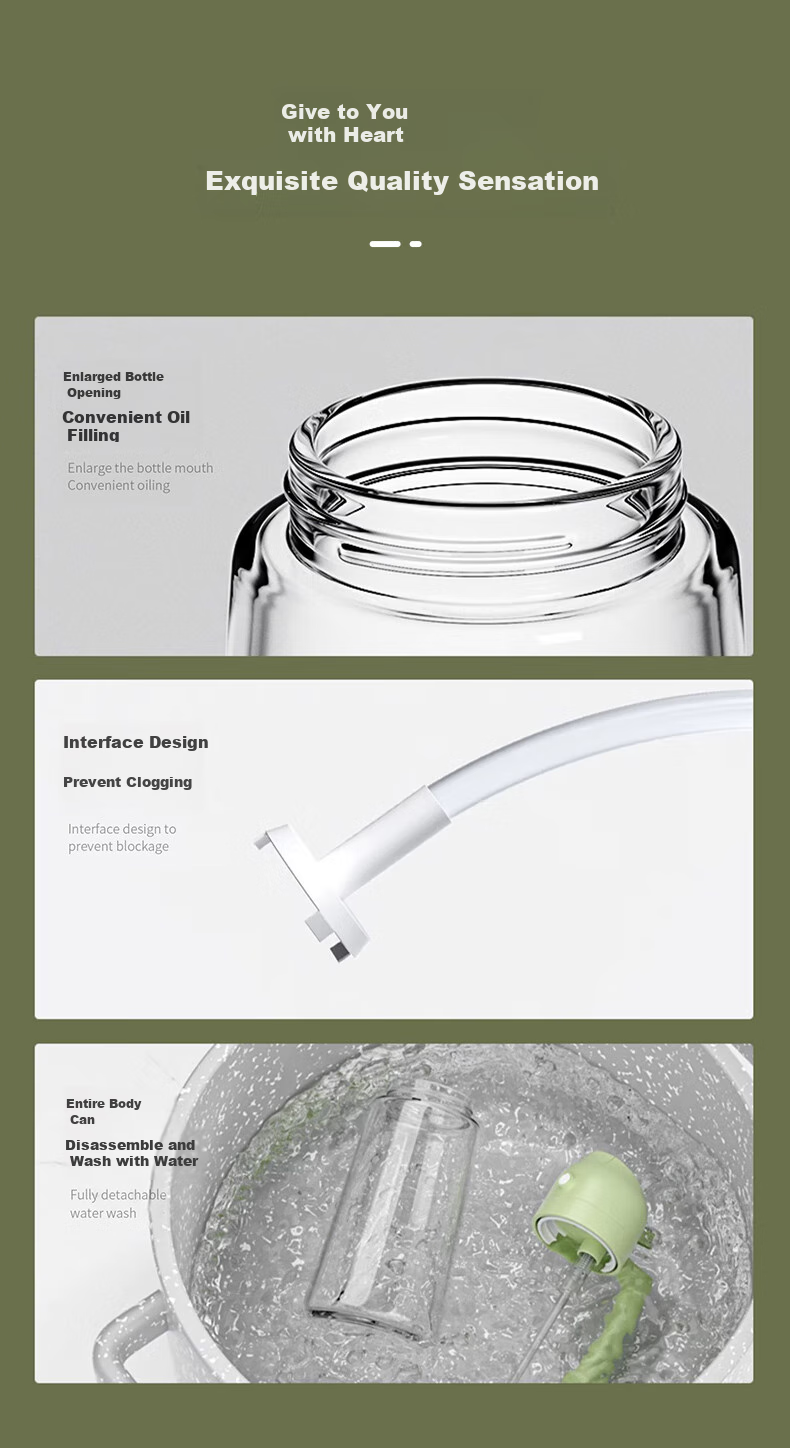 Suncha Oil Dispenser, Oil Pouring And Spraying All-In Glass Oil Bottle for Cooking Oil, Kitchen Use, Non-Drip, Olive Gree 13