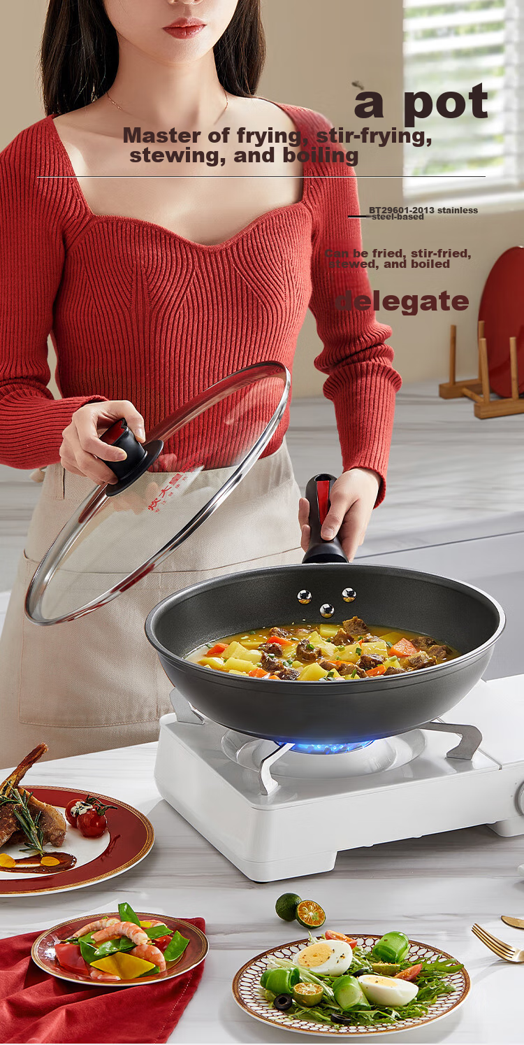 COOKER KING Non-Stick Wok 32cm Low-Smoke Flat-Bottom Frying Pan for Stir-Fry And Grilling, Compatible with Induction Cooker And Open Flame, Model WG15068 9