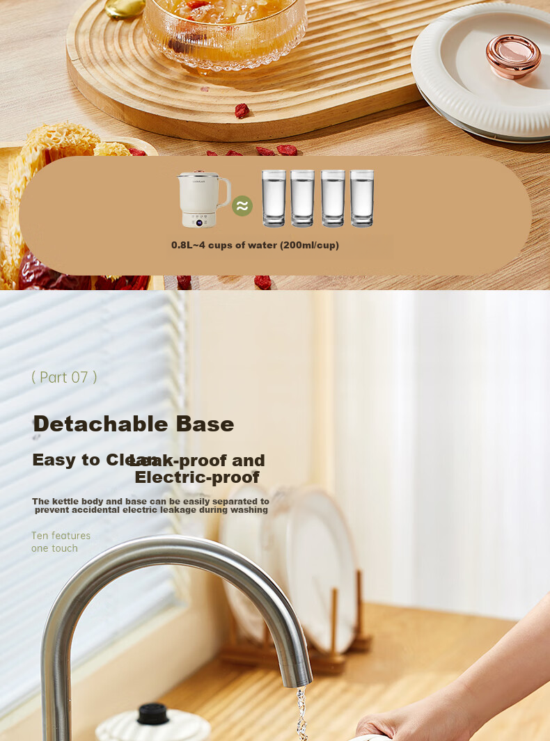 Locknlock Folding Kettle Portable Hot Water Kettle for Home Use Electric Kettle Outdoor Travel Kettle Business Trip Electric Kettle Electric Cooker Portable Electric Hot Pot 0.8L 13