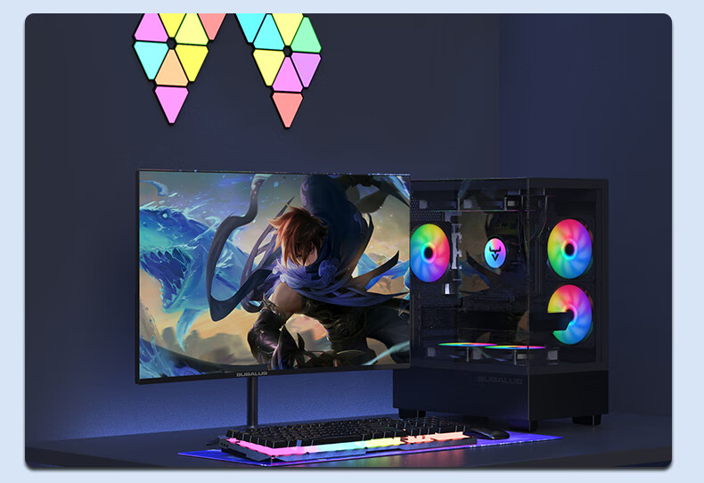 BUBALUS Black Light Realm Gaming Computer Case (Panoramic Tempered Glass / M-ATX Motherboard / 240mm Water Cooling / Vertical Airflow Duct) 9