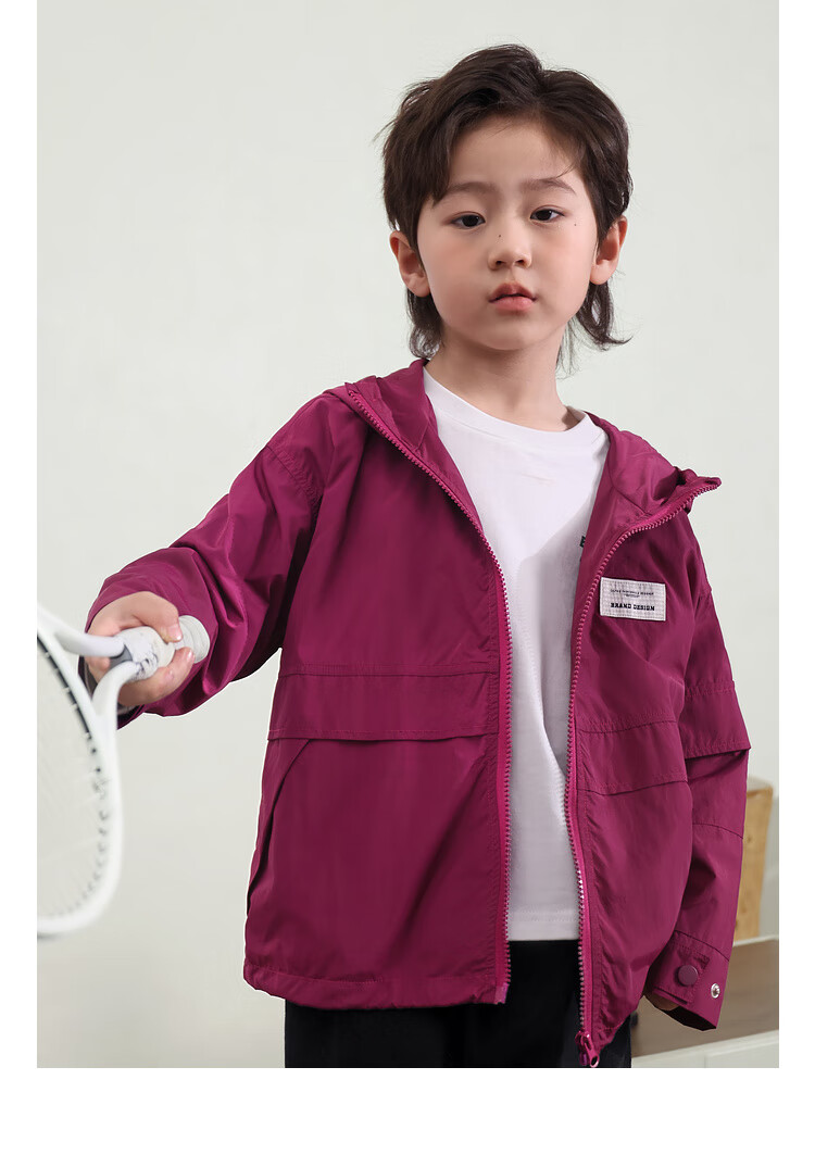 LUSON Chen Da Zhu Boys' Outdoor Hooded Workwear Jacket, 2025 Spring And Autumn New Style, Children's Water-Repellent Hiking Coat, Outerwear 18