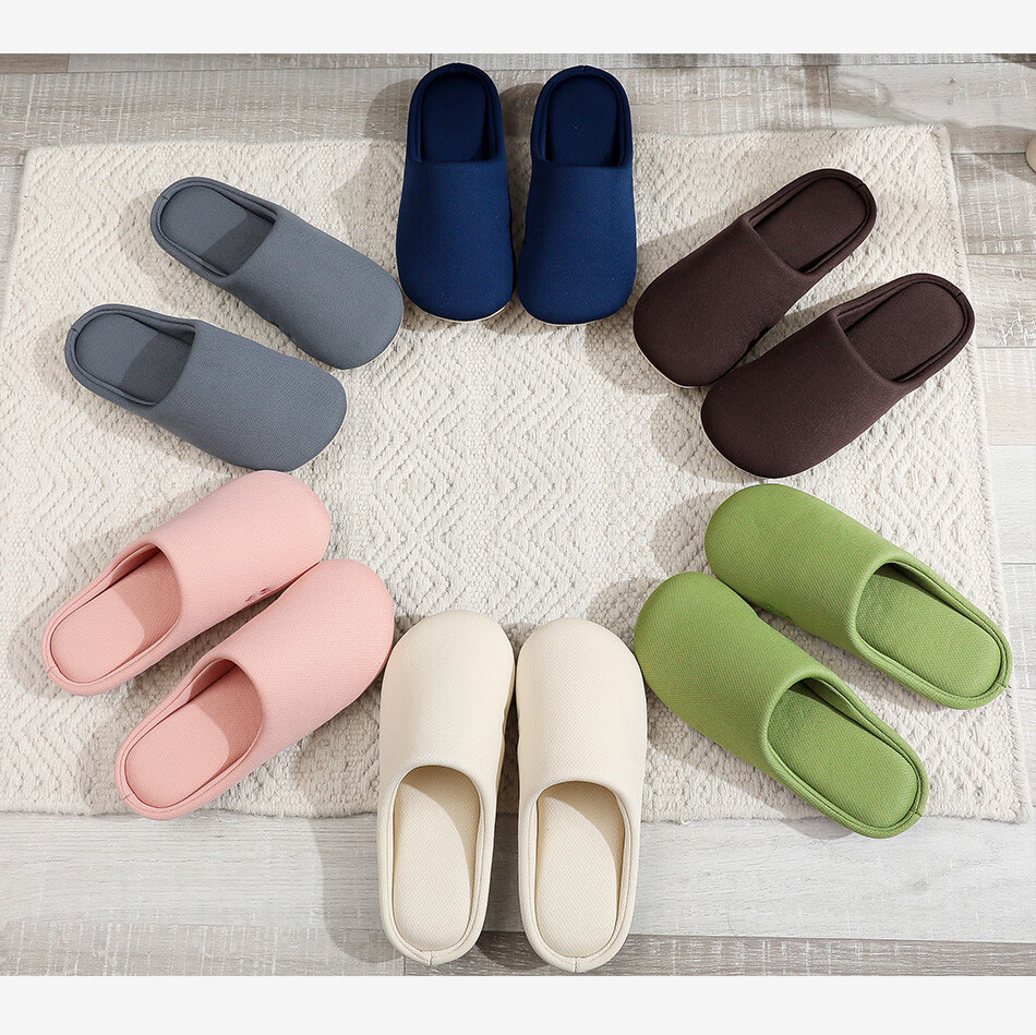 TZLDN Japanese Style Cotton Slippers for Women Autumn Winter Breathable Indoor Fabric Sole Home Floor Couple Slippers Men Pink Size 36-37 6